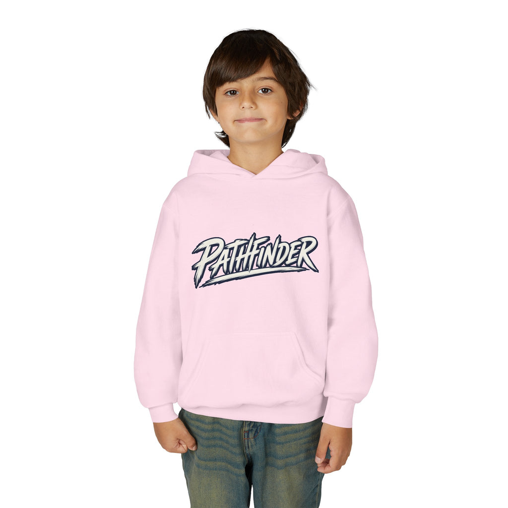 Pathfinder Youth Hoodie — Graphic Youth Pullover with Bold Script Logo