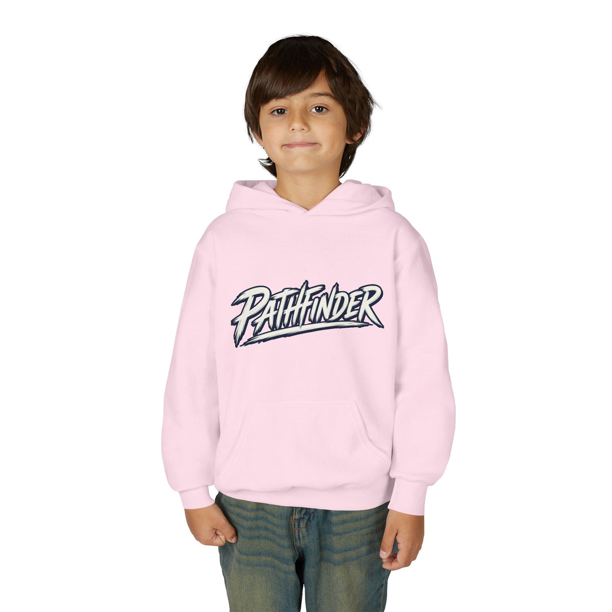 Pathfinder Youth Hoodie — Graphic Youth Pullover with Bold Script Logo