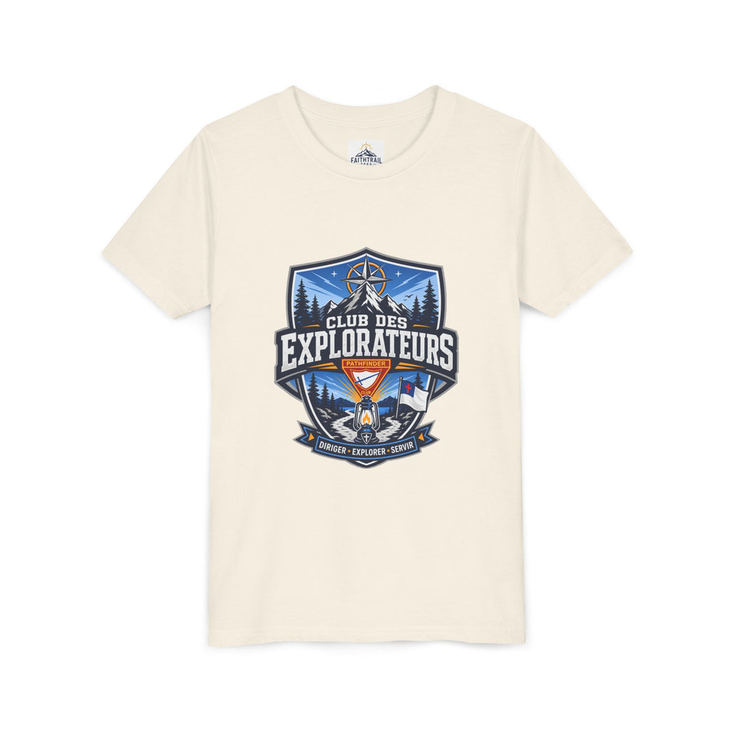 Explorateurs T-shirt pour les jeunes | Compas de camping, feu de camp, pins