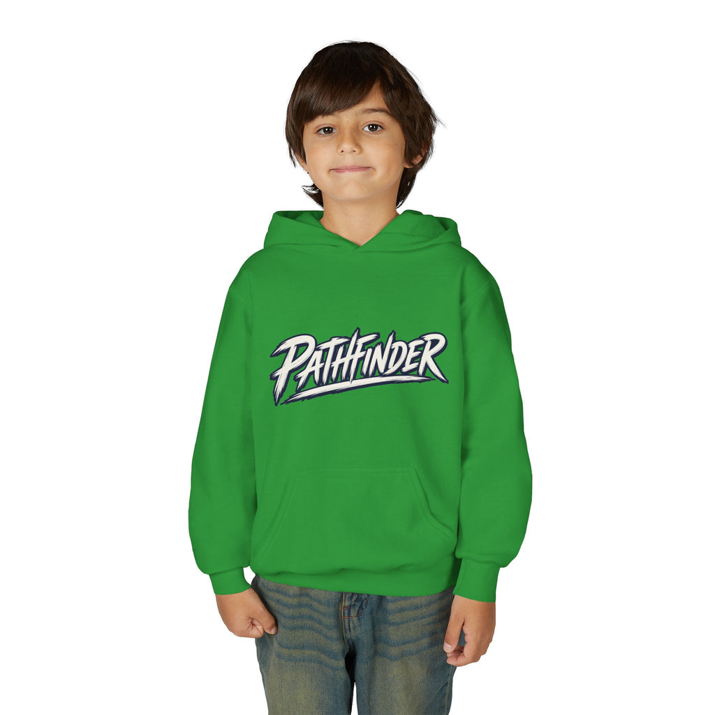 Pathfinder Youth Hoodie — Graphic Youth Pullover with Bold Script Logo