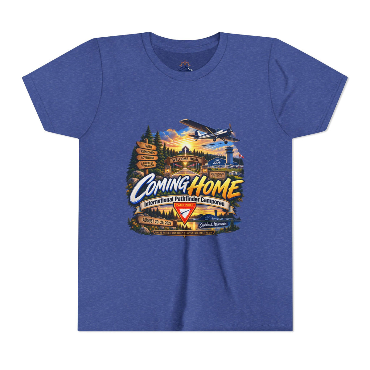 International Pathfinder Camporee - Stand Strong - Osh Kosh T-Shirt/Youth Tee — "Coming Home"