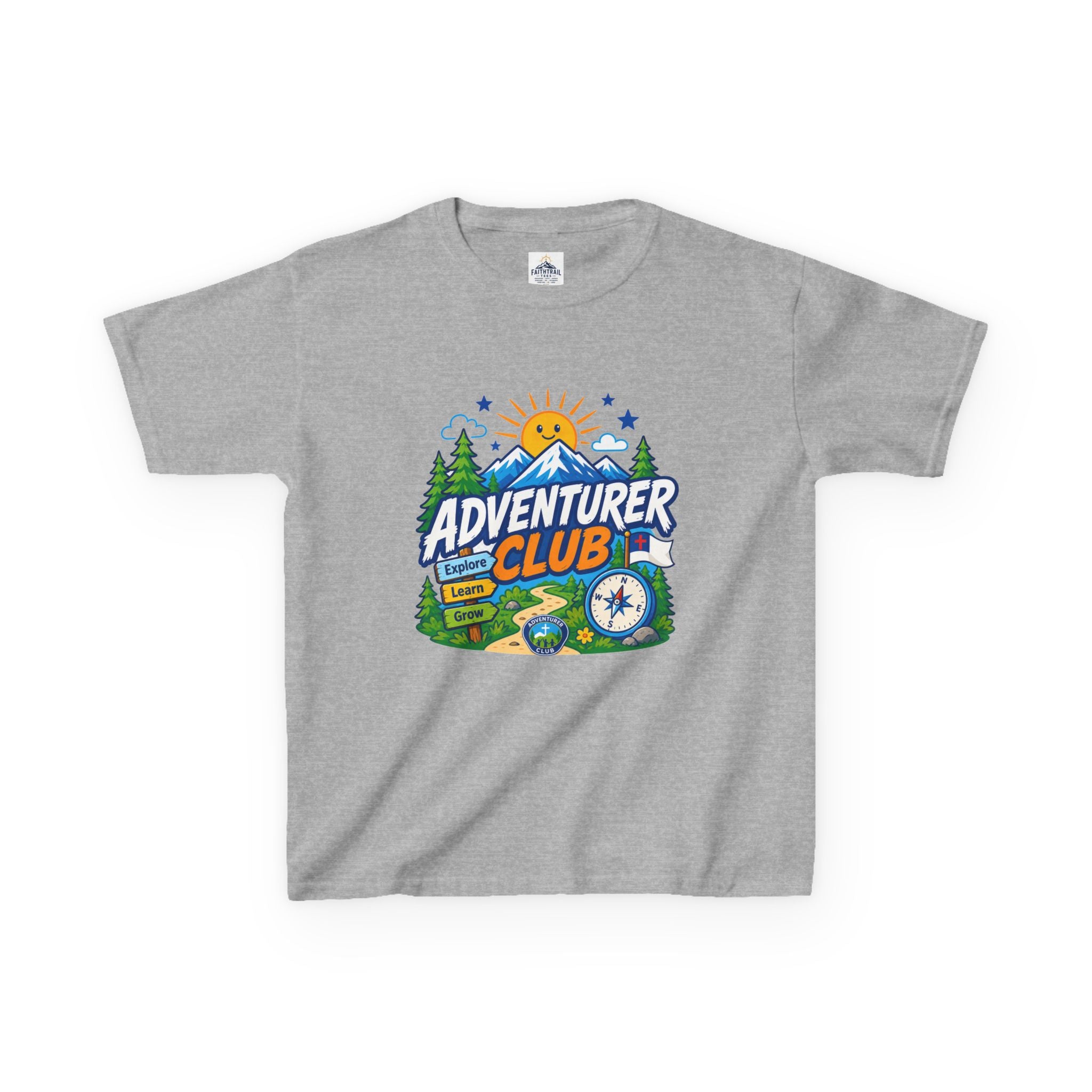 Adventurer Club Kids Tee | Camping Compass Sunrise Outdoors