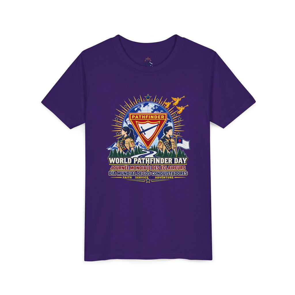 Youth Tee — World Pathfinder Day Badge Graphic (Trilingual)