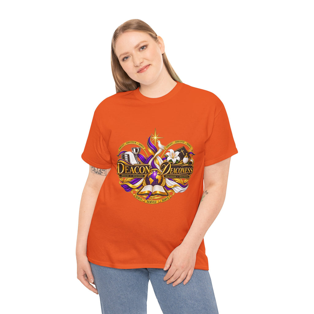 Deacon & Deaconess Heart Logo T-Shirt — Church Ministry Tee (Purple & Gold)