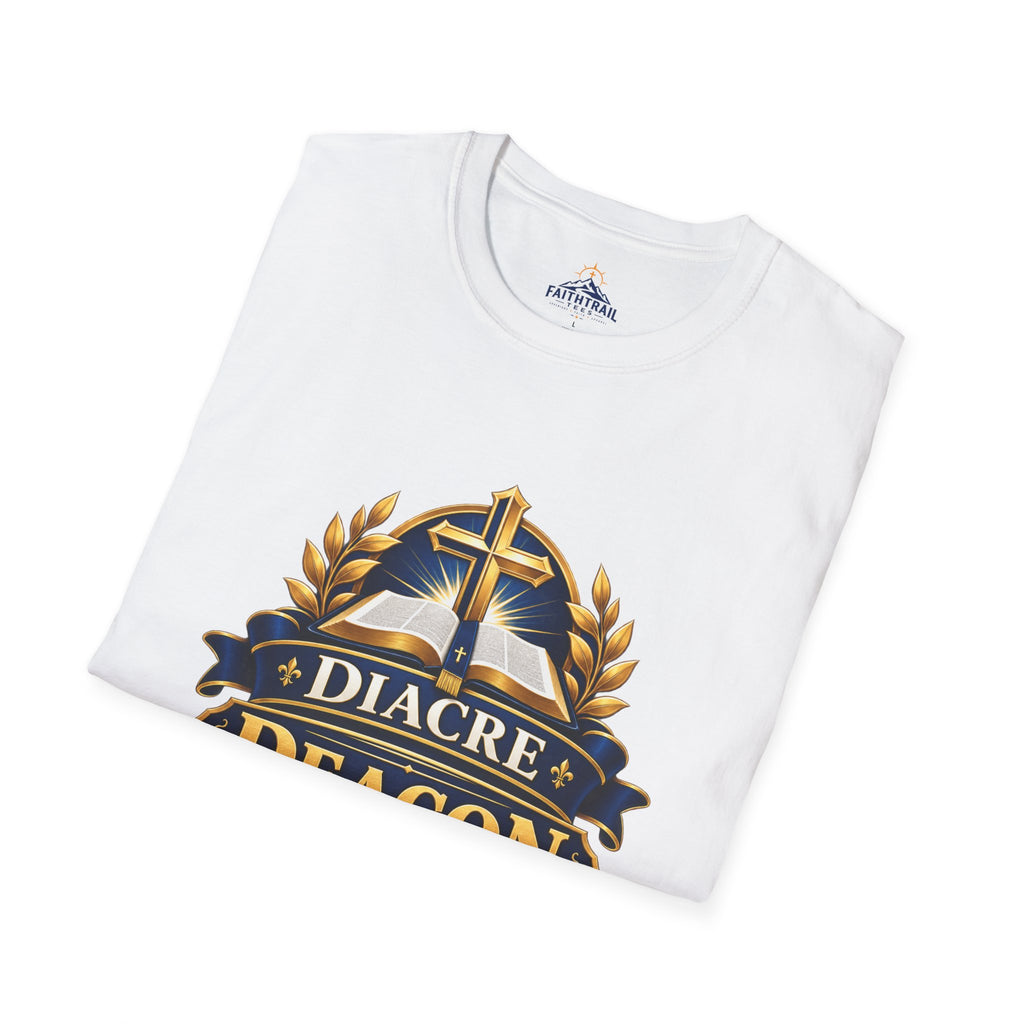Deacon Faith T-Shirt — 'Diacre' Church Cross & Bible Emblem