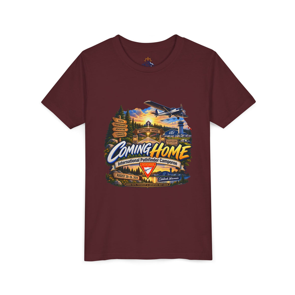 International Pathfinder Camporee - Stand Strong - Osh Kosh T-Shirt/Youth Tee — "Coming Home"