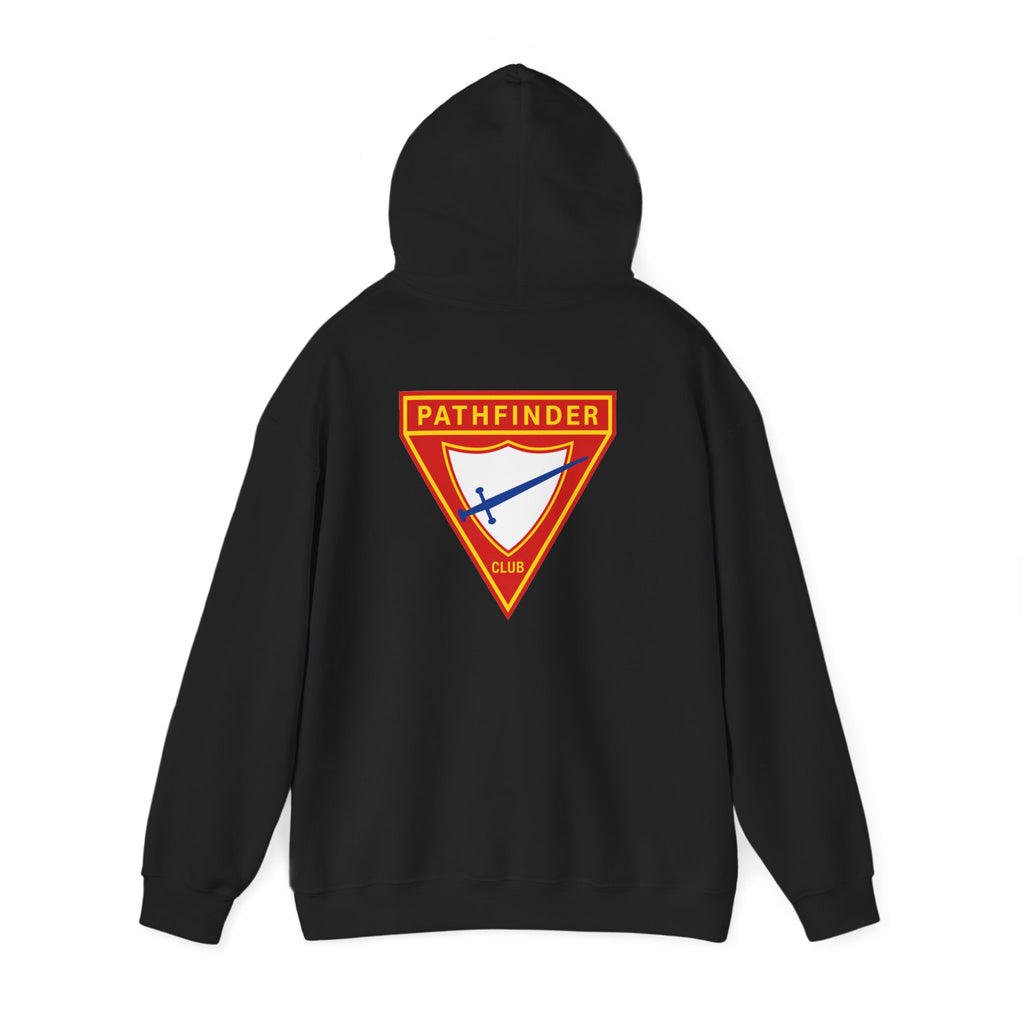Pathfinder Club Hoodie — Vintage Triangle Patch Logo Hooded Sweatshirt
