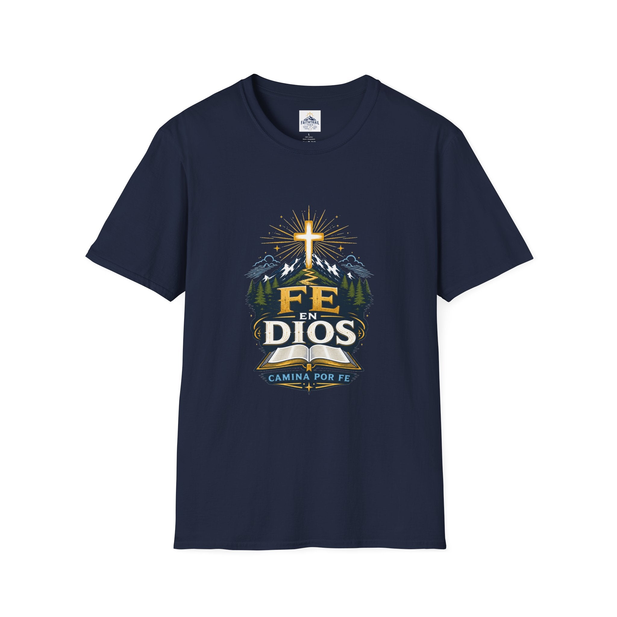 Camiseta — "Fe En Dios" Cross Mountain Christian Tee