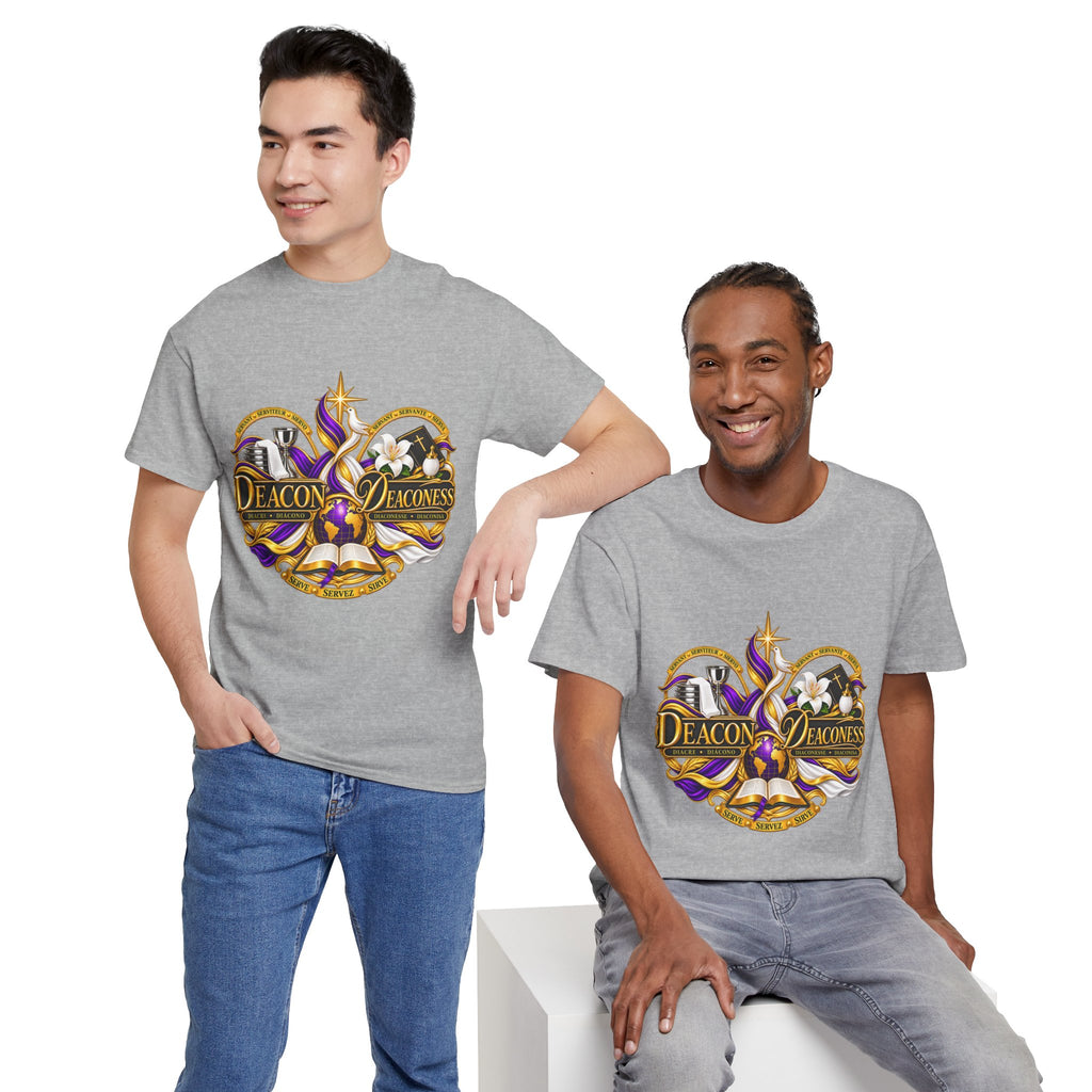 Deacon & Deaconess Heart Logo T-Shirt — Church Ministry Tee (Purple & Gold)