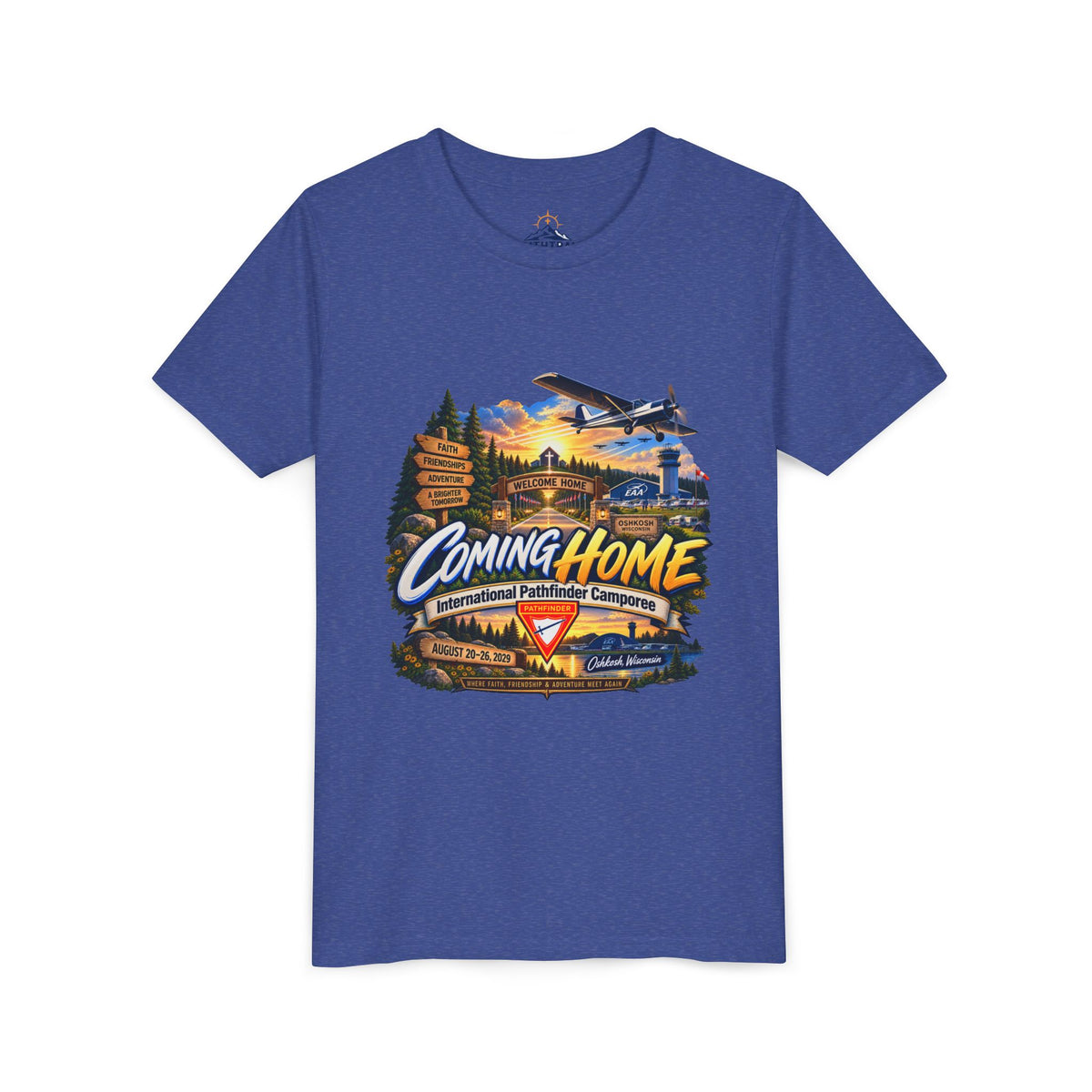 International Pathfinder Camporee - Stand Strong - Osh Kosh T-Shirt/Youth Tee — "Coming Home"