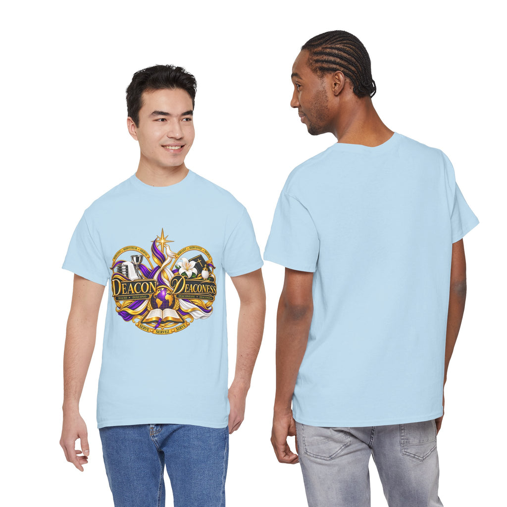 Deacon & Deaconess Heart Logo T-Shirt — Church Ministry Tee (Purple & Gold)