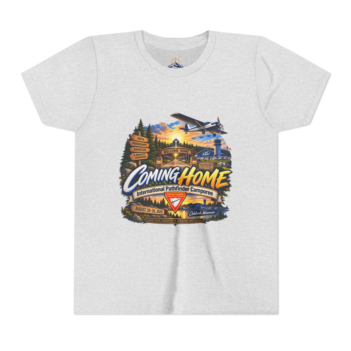 International Pathfinder Camporee - Stand Strong - Osh Kosh T-Shirt/Youth Tee — "Coming Home"