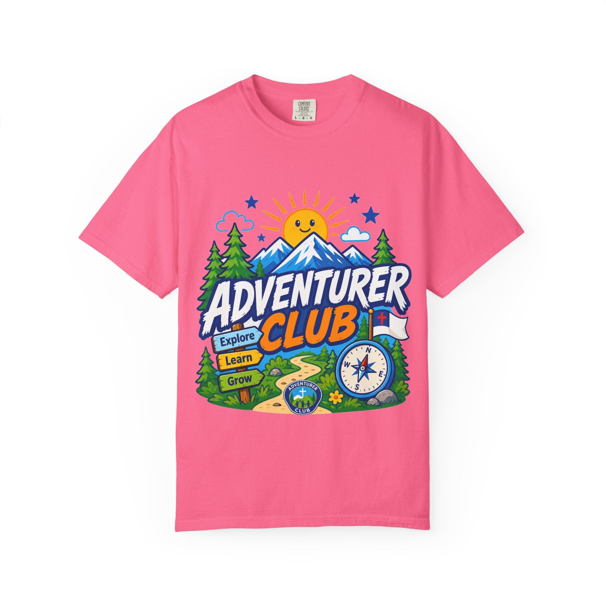 Adventurer Club Adult Unisex T-shirt | Camping Adventure Badge Graphic
