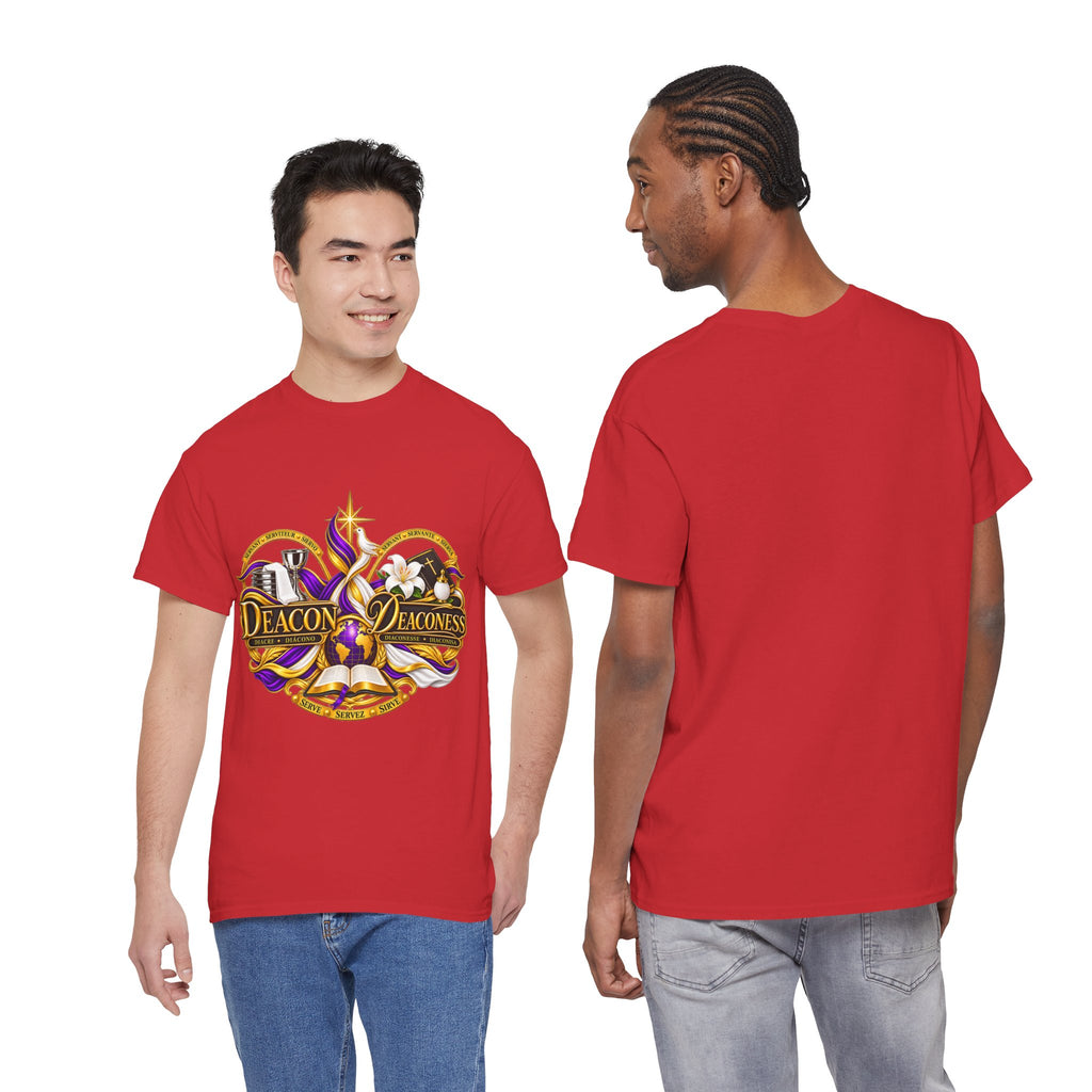 Deacon & Deaconess Heart Logo T-Shirt — Church Ministry Tee (Purple & Gold)