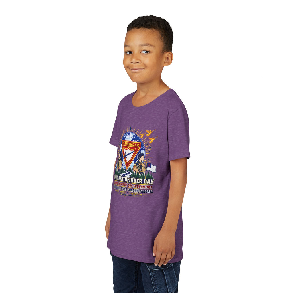 Youth Tee — World Pathfinder Day Badge Graphic (Trilingual)