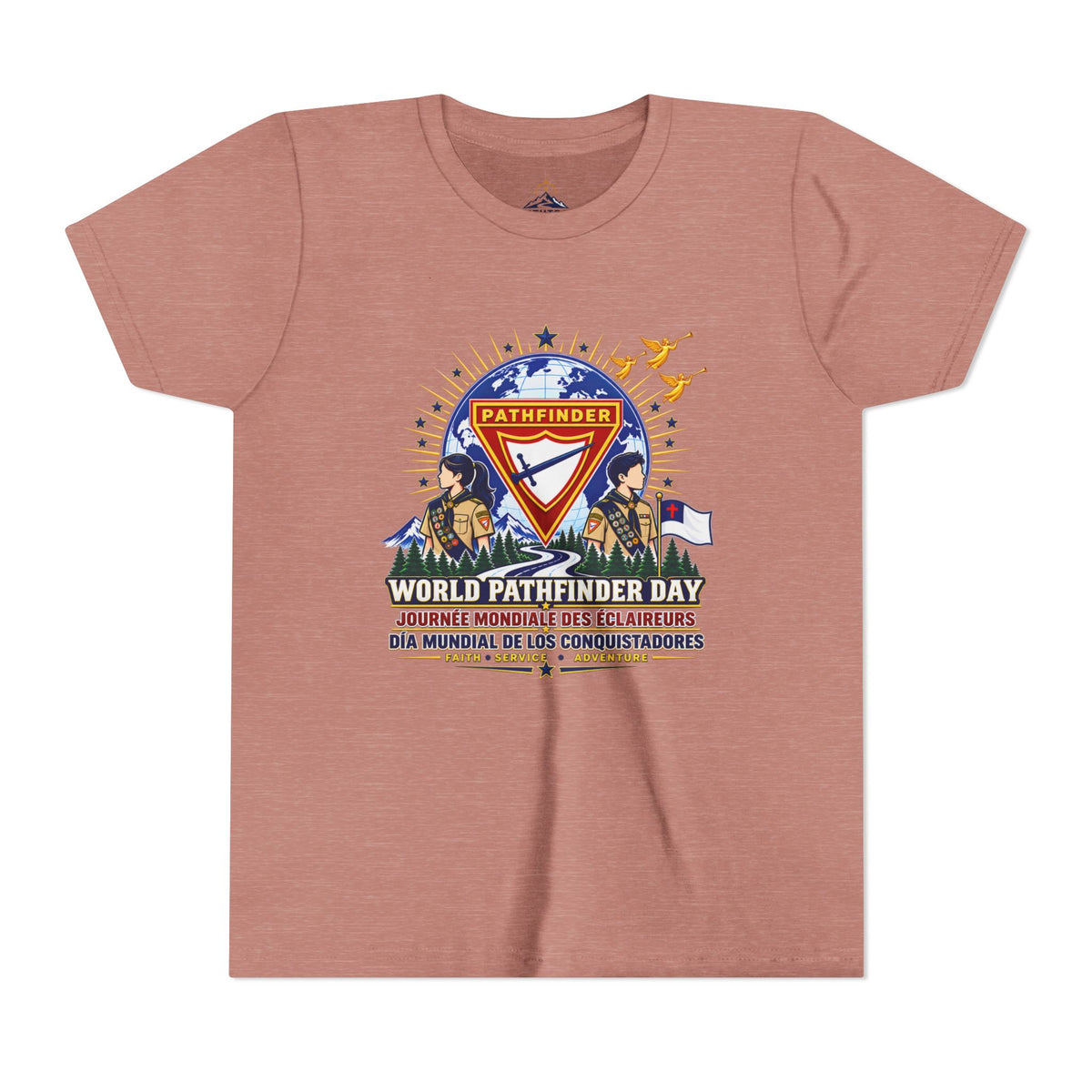 Youth Tee — World Pathfinder Day Badge Graphic (Trilingual)