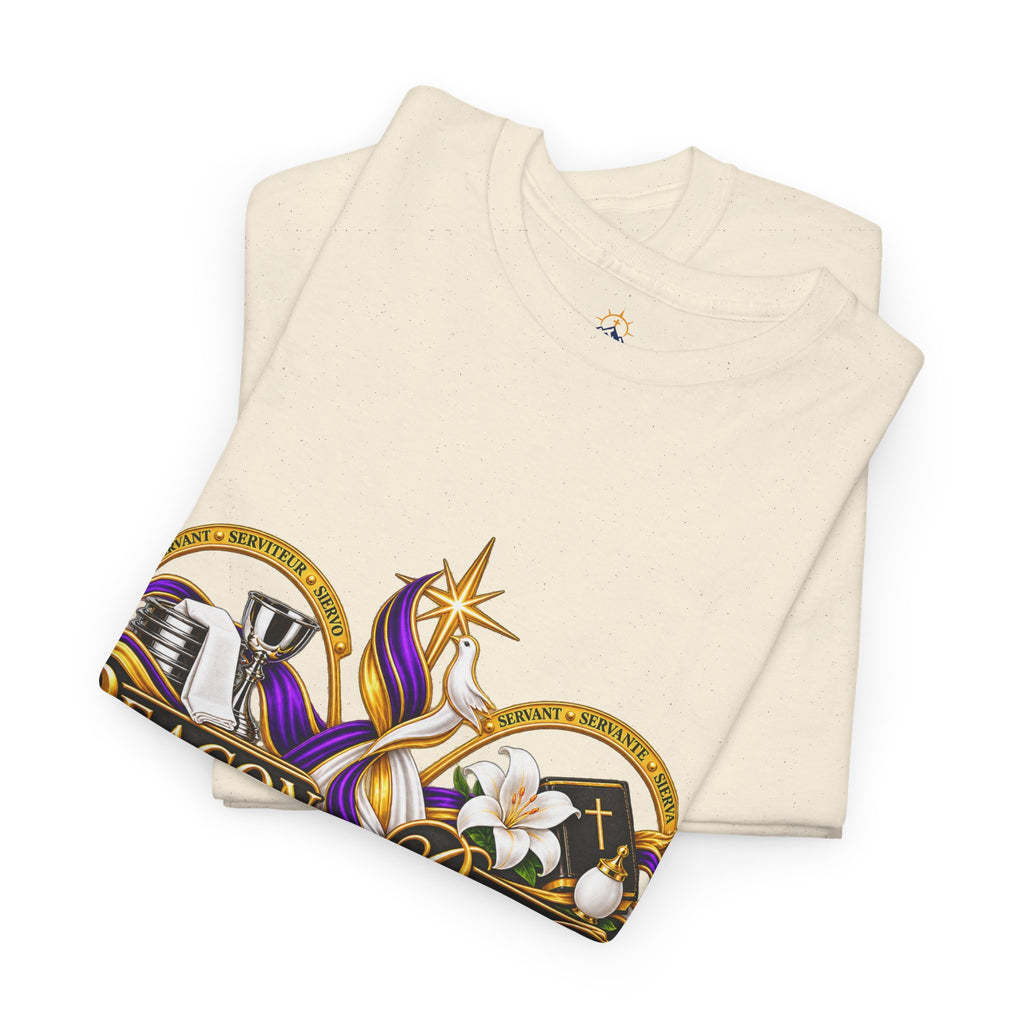 Deacon & Deaconess Heart Logo T-Shirt — Church Ministry Tee (Purple & Gold)