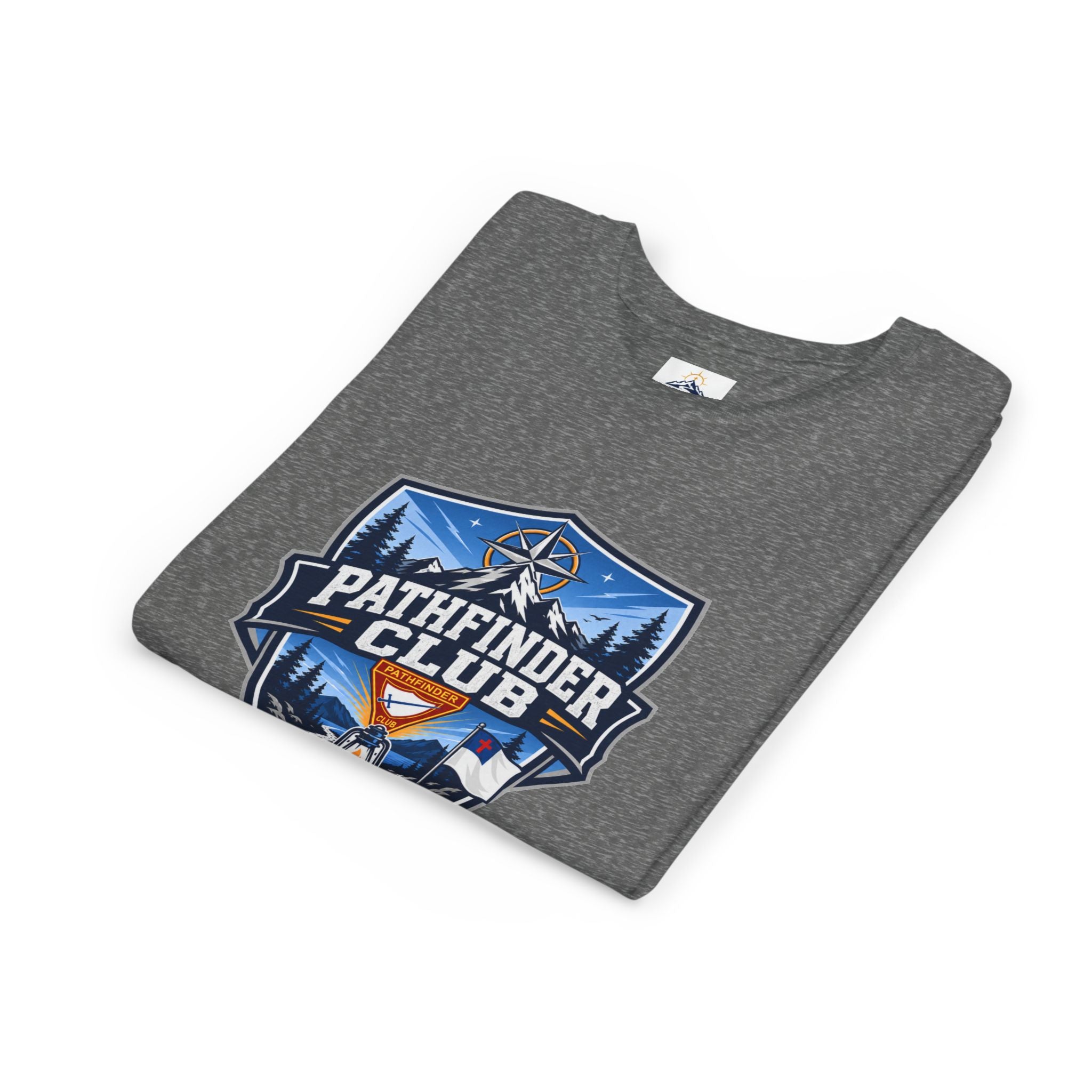 Pathfinder Club Youth T-Shirt | Camping Compass, Campfire, Pine Trees