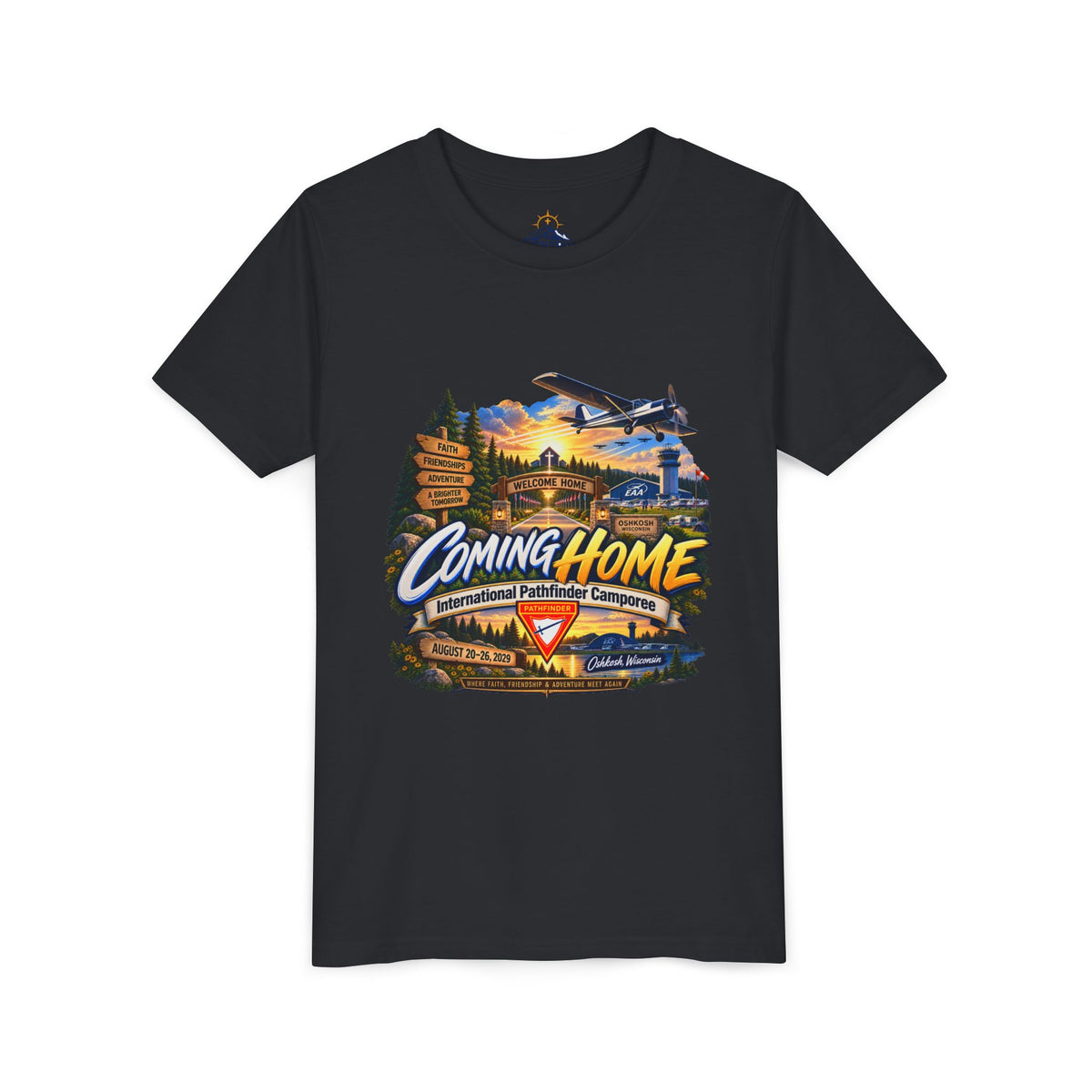 International Pathfinder Camporee - Stand Strong - Osh Kosh T-Shirt/Youth Tee — "Coming Home"