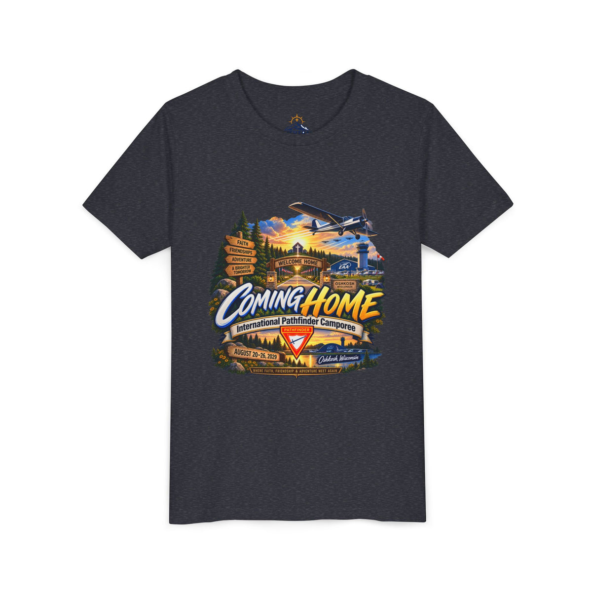 International Pathfinder Camporee - Stand Strong - Osh Kosh T-Shirt/Youth Tee — "Coming Home"