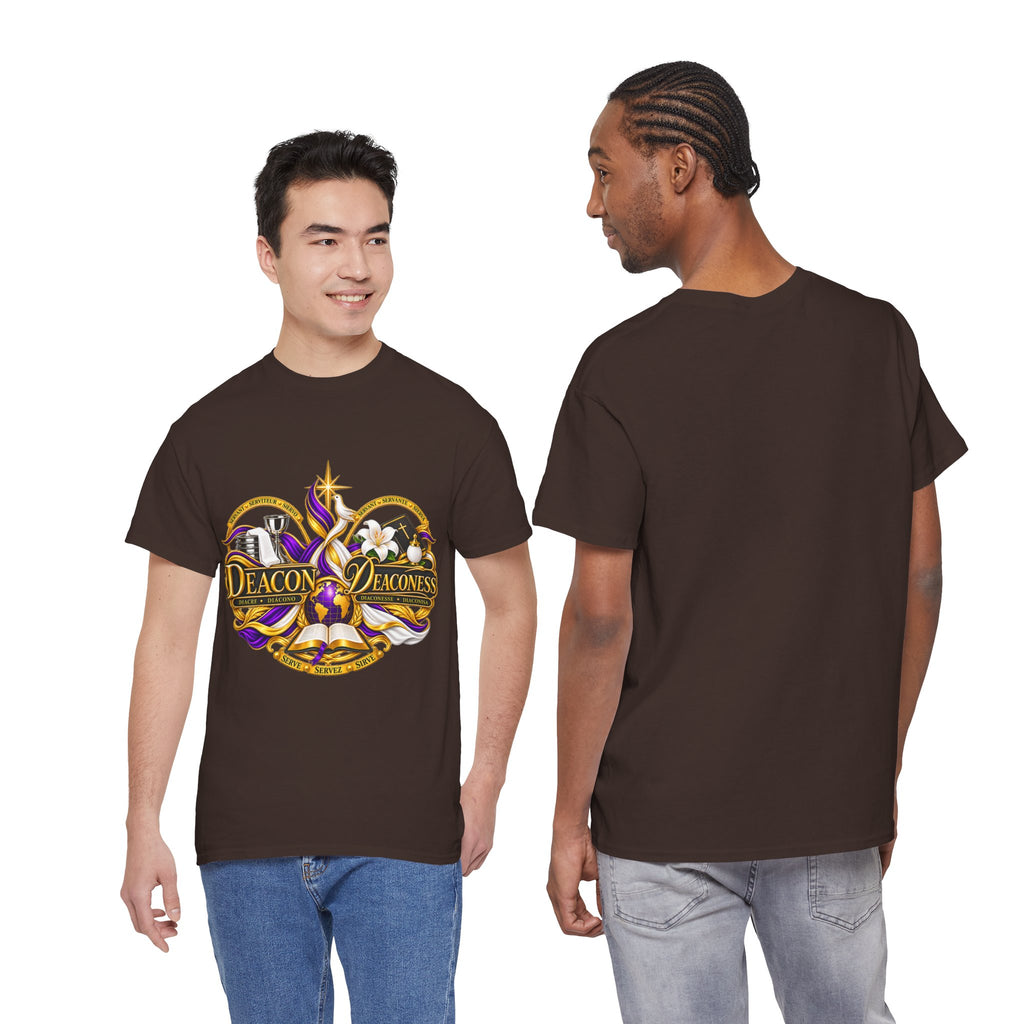 Deacon & Deaconess Heart Logo T-Shirt — Church Ministry Tee (Purple & Gold)
