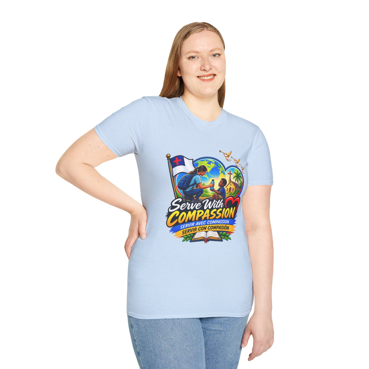 Serve With Compassion T-Shirt — Christian Faith-Based Volunteer Tee