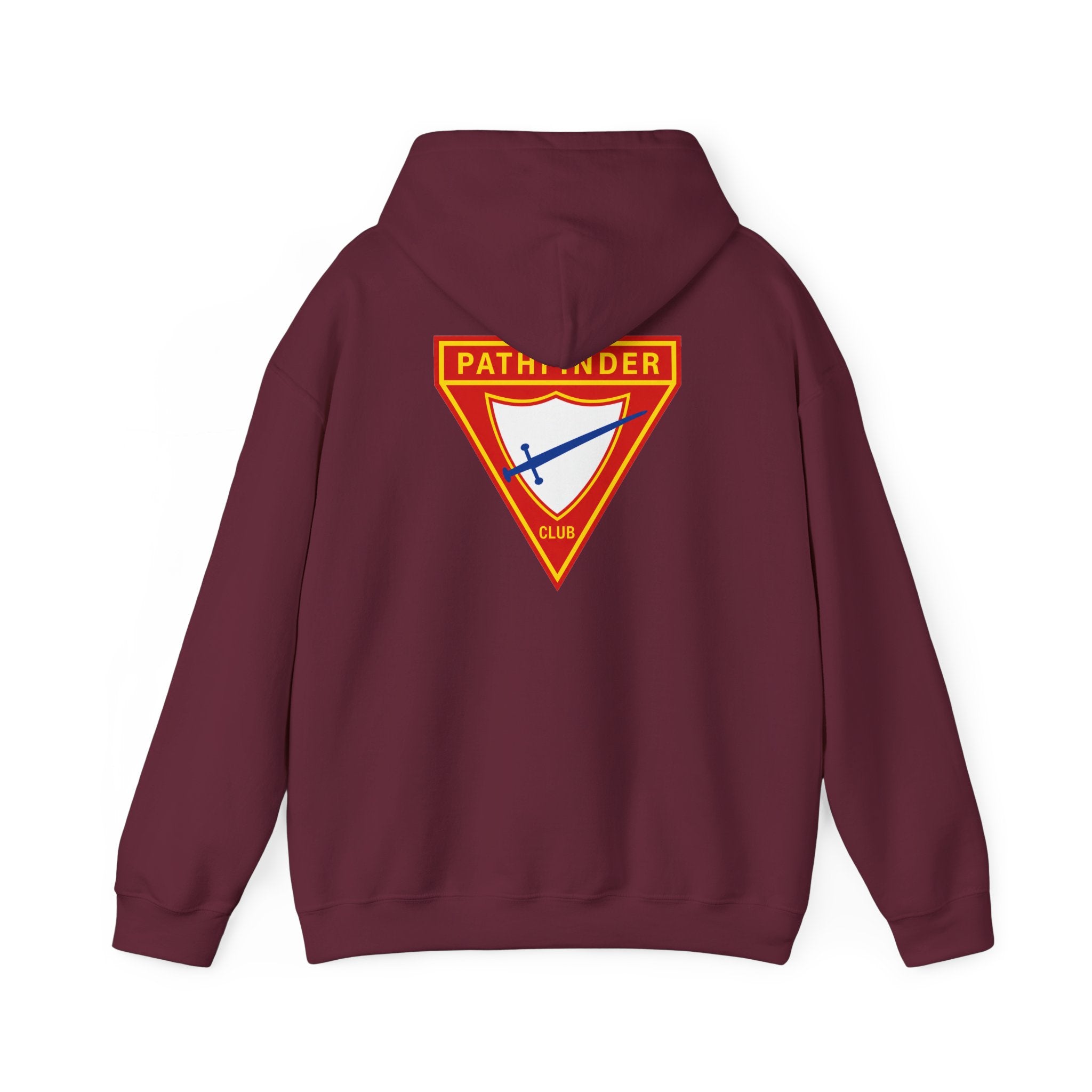 Pathfinder Club Hoodie — Vintage Triangle Patch Logo Hooded Sweatshirt