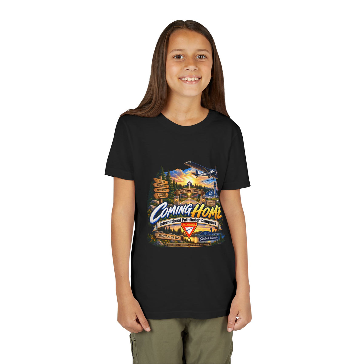 International Pathfinder Camporee - Stand Strong - Osh Kosh T-Shirt/Youth Tee — "Coming Home"