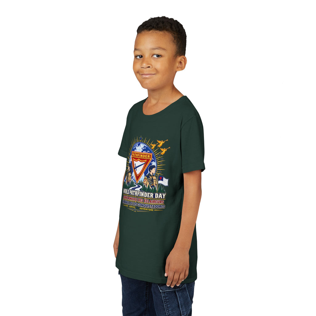 Youth Tee — World Pathfinder Day Badge Graphic (Trilingual)