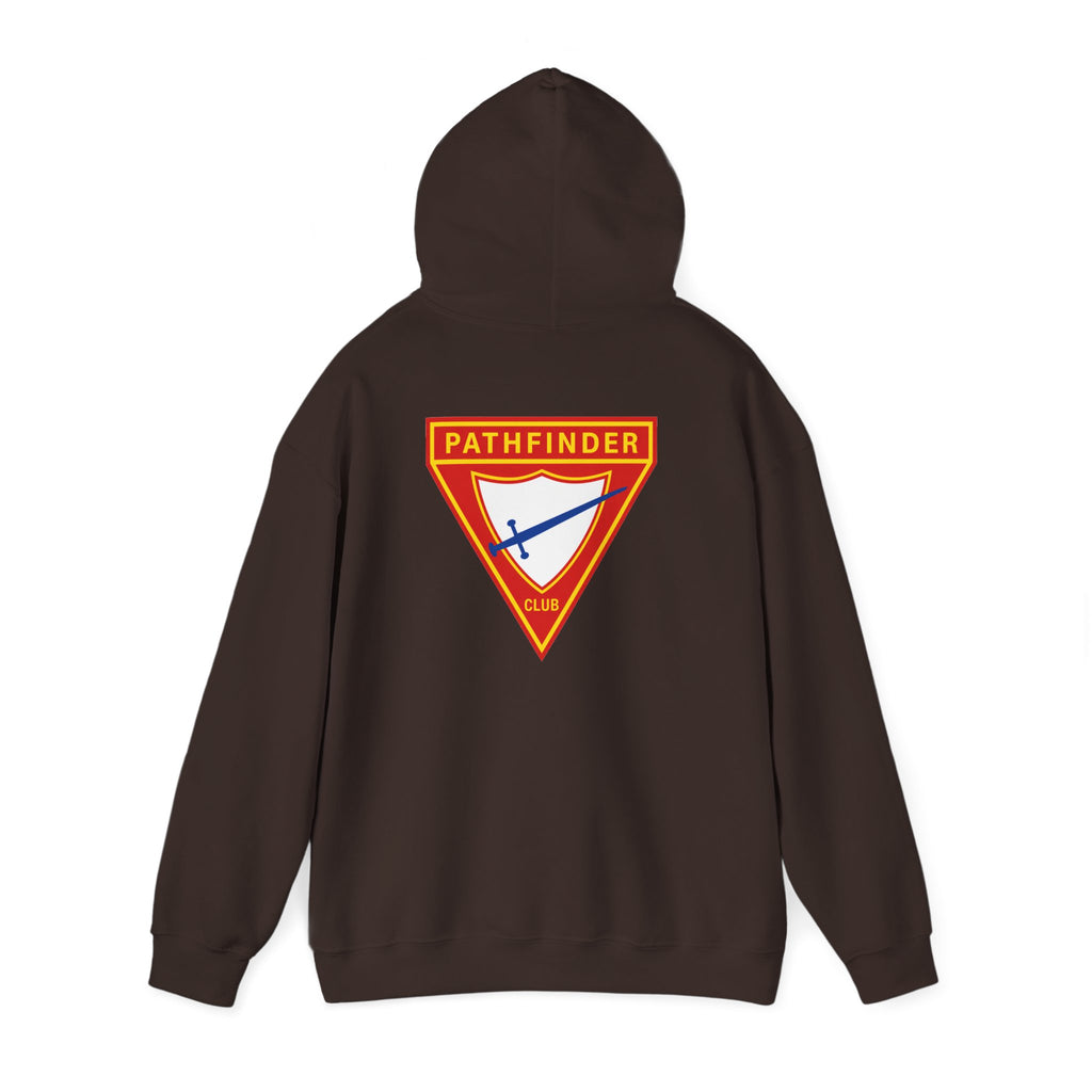 Pathfinder Club Hoodie — Vintage Triangle Patch Logo Hooded Sweatshirt