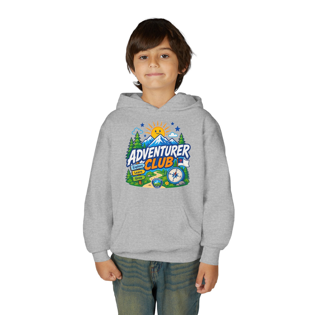 Adventurer Club Graphic Hoodie for Kids | Youth Sweatshirt, Outdoor Camping Design