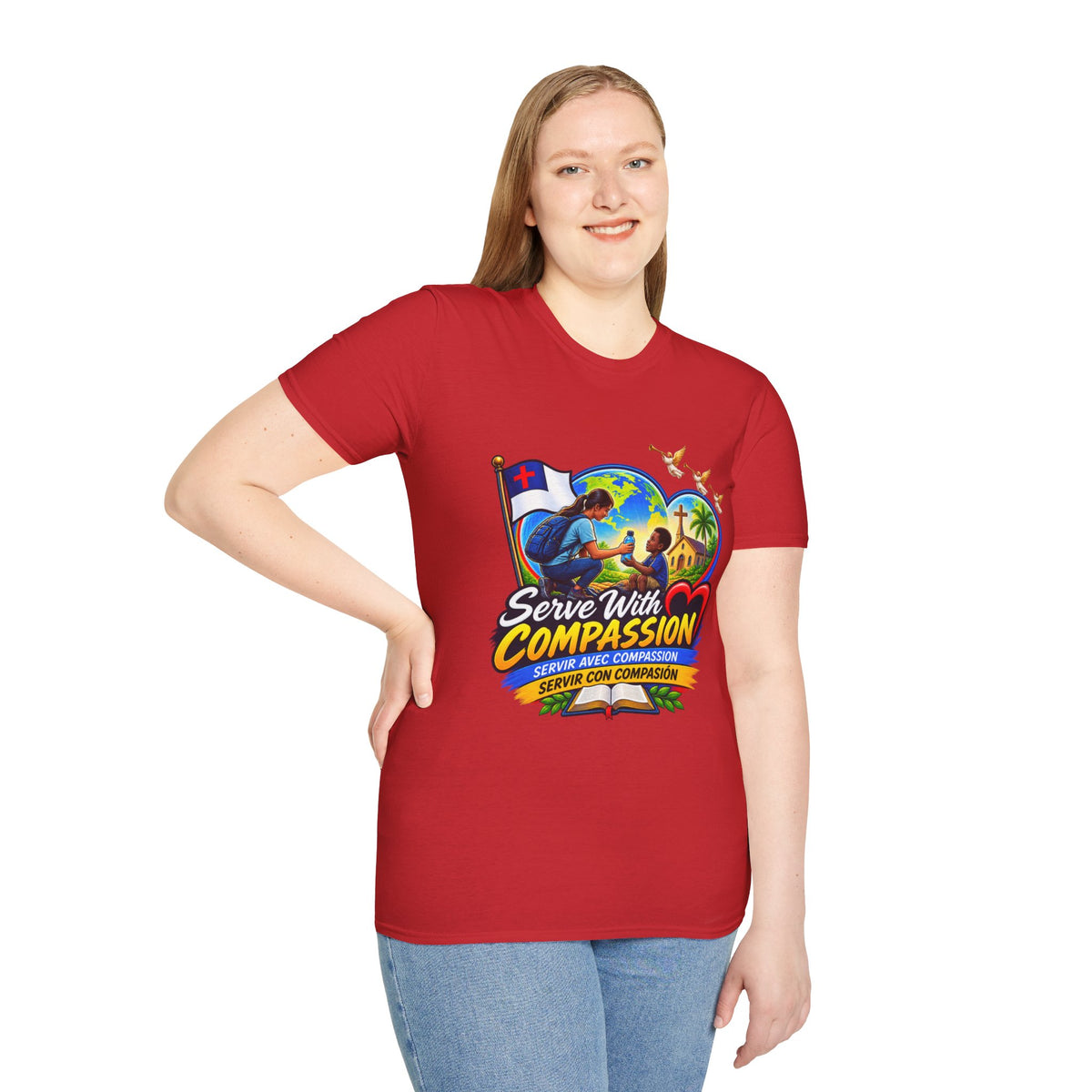 Serve With Compassion T-Shirt — Christian Faith-Based Volunteer Tee