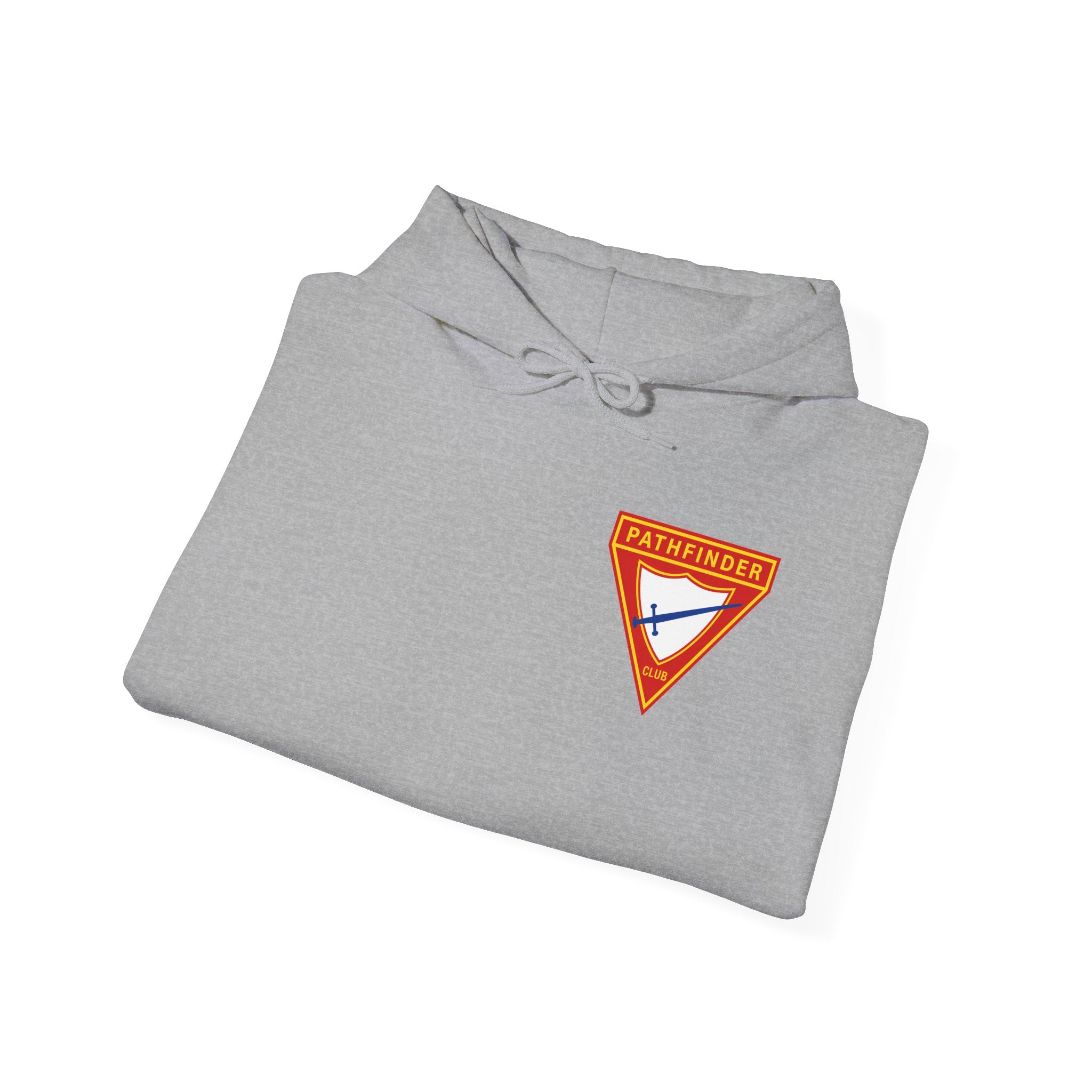 Pathfinder Club Hoodie — Vintage Triangle Patch Logo Hooded Sweatshirt