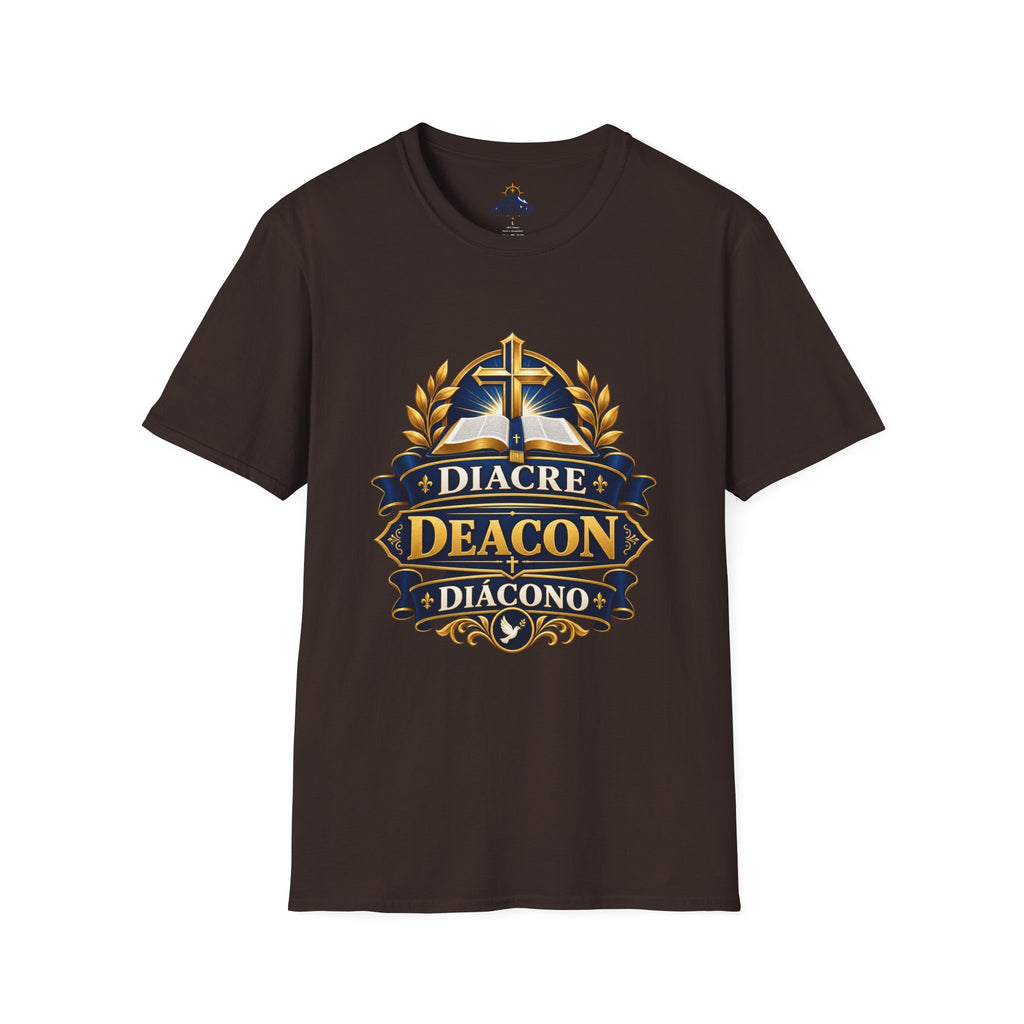 Deacon Faith T-Shirt — 'Diacre' Church Cross & Bible Emblem
