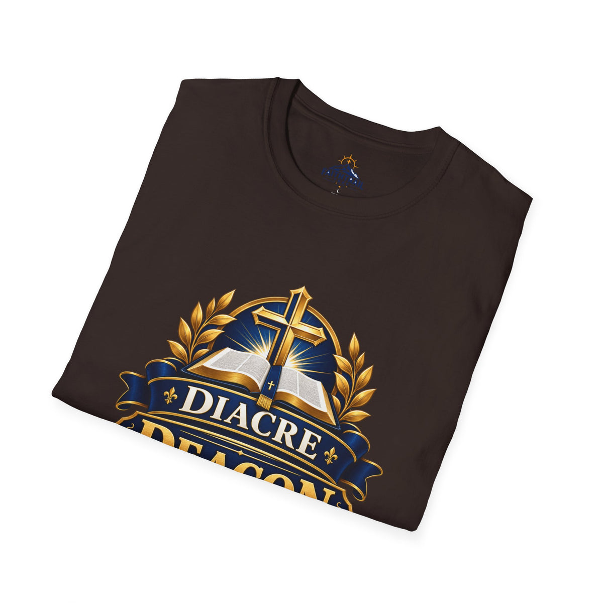 Deacon Faith T-Shirt — 'Diacre' Church Cross & Bible Emblem