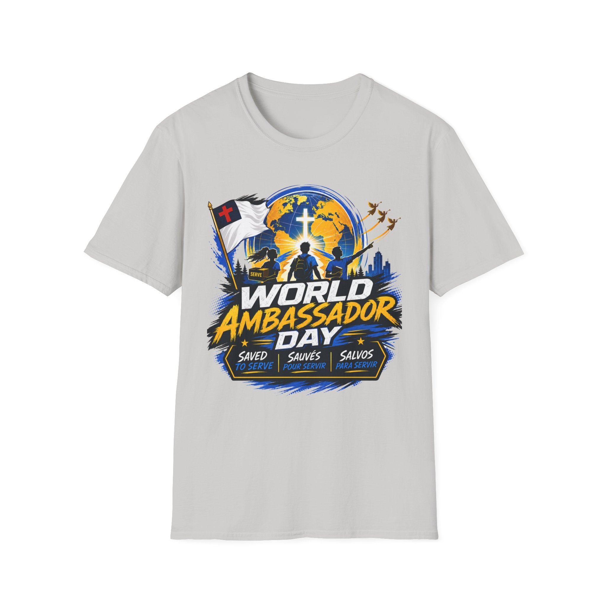 World Ambassador Day Adult Unisex T-Shirt | Christian Faith Cross Globe Design