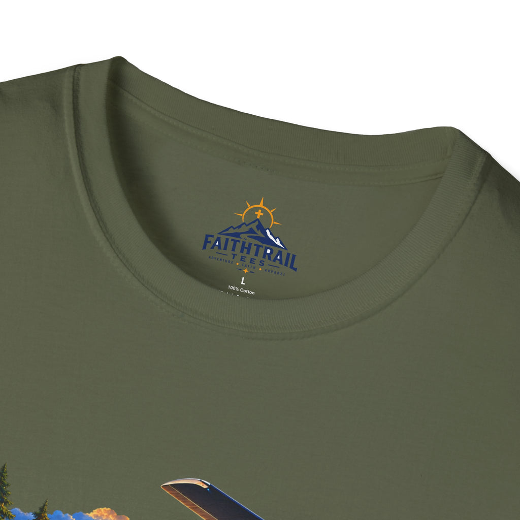 International Pathfinder Camporee 2029 (Stand Strong)- Coming Home T-Shirt — Vintage Airplane Sunset Travel Tee