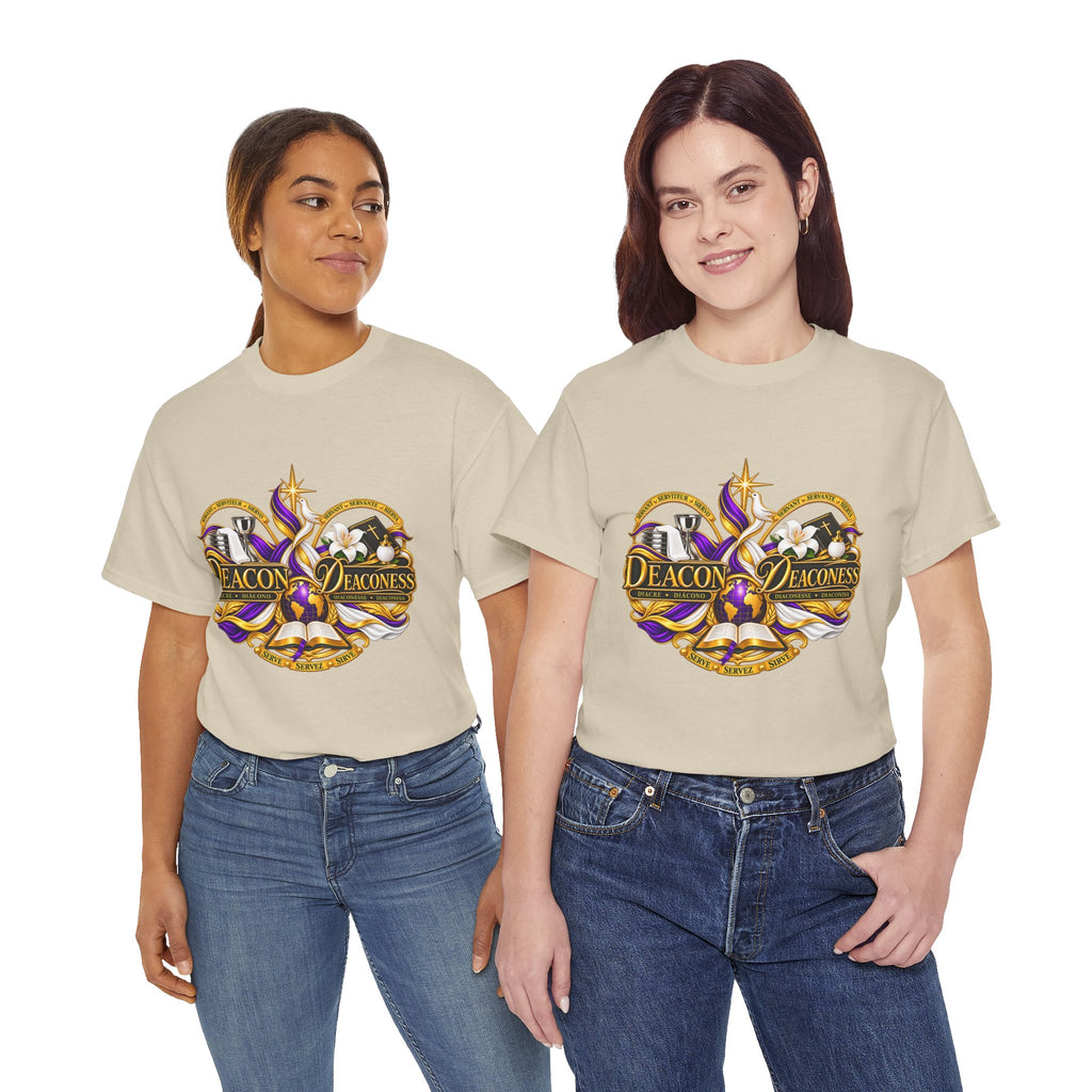 Deacon & Deaconess Heart Logo T-Shirt — Church Ministry Tee (Purple & Gold)