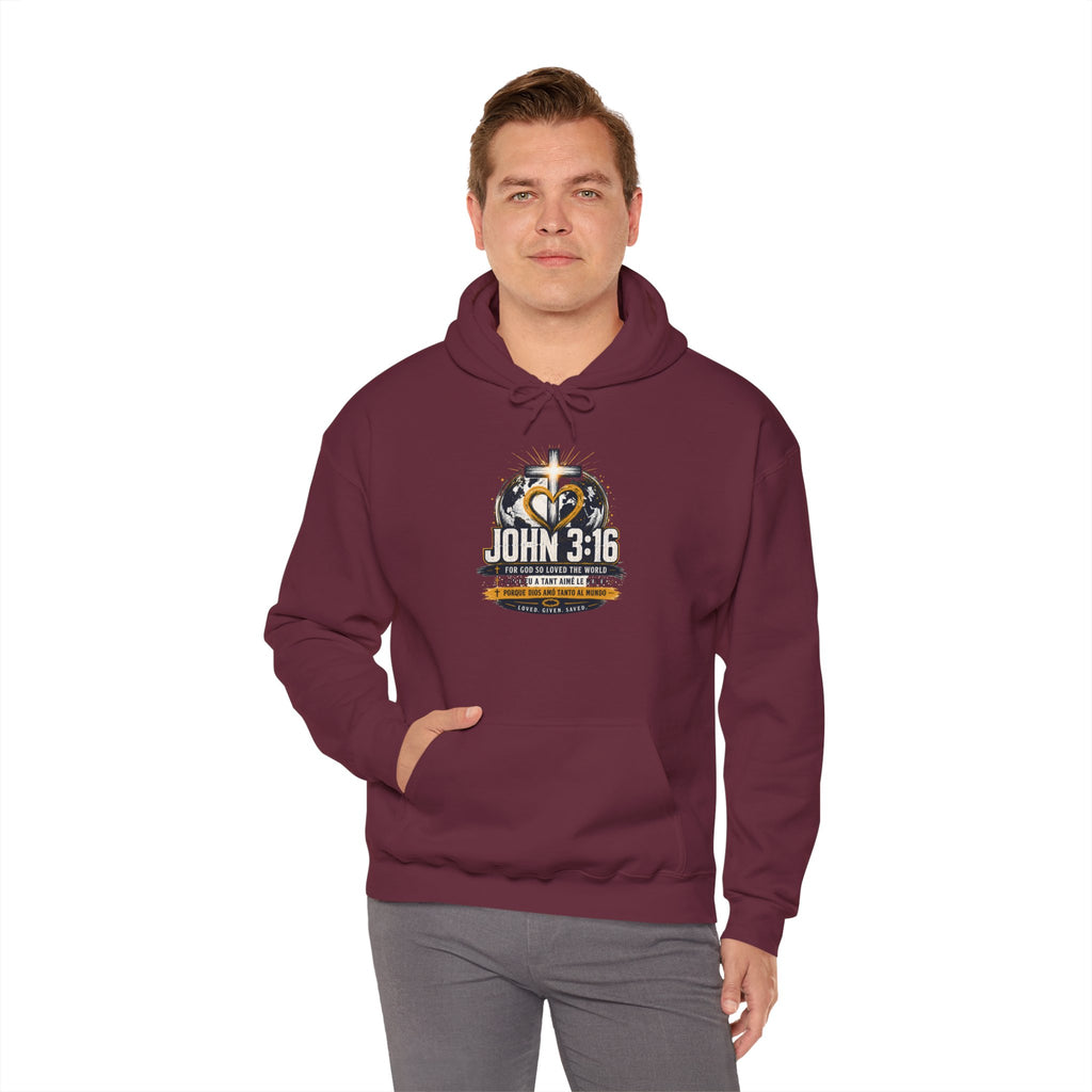 John 3:16 Christian Hoodie — Faith Cross Gospel Sweatshirt