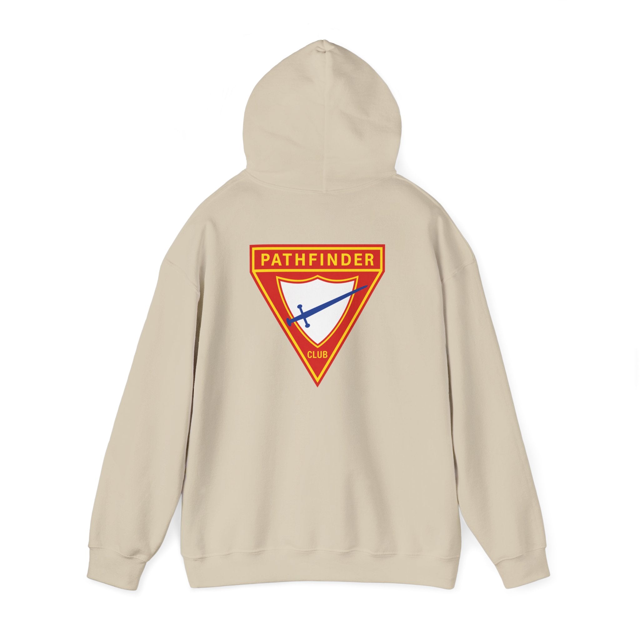 Pathfinder Club Hoodie — Vintage Triangle Patch Logo Hooded Sweatshirt