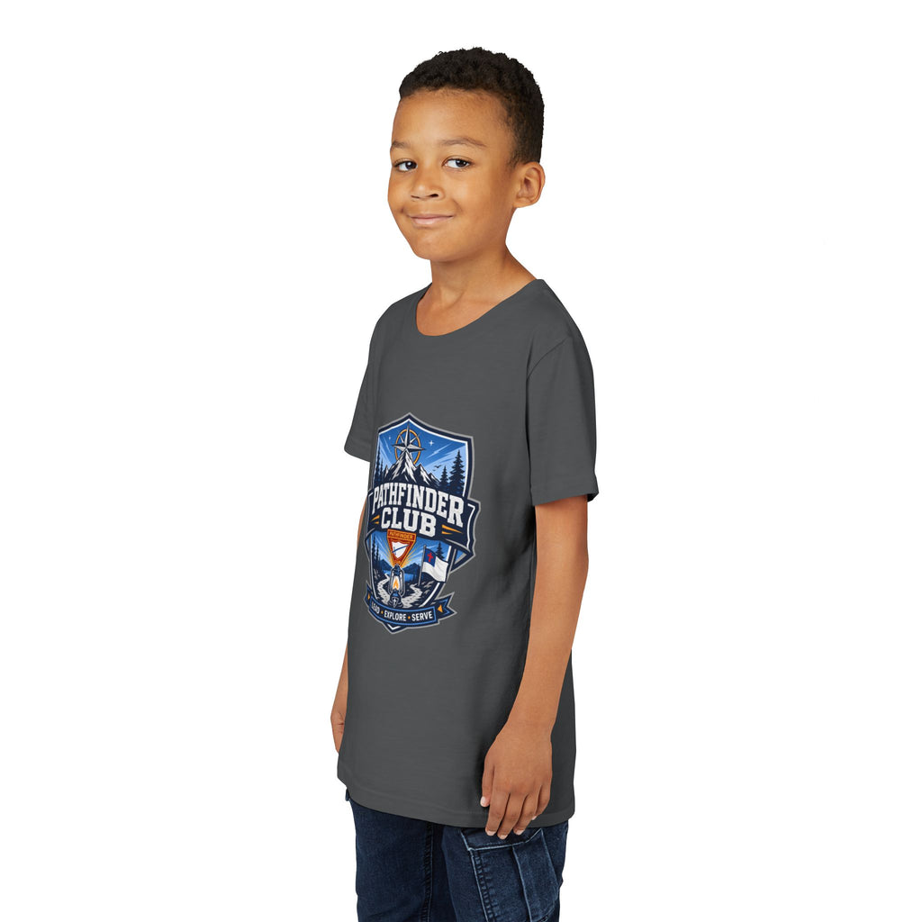 Conquistadores Camiseta para jóvenes | Camping Compass, Fogata, Pinos