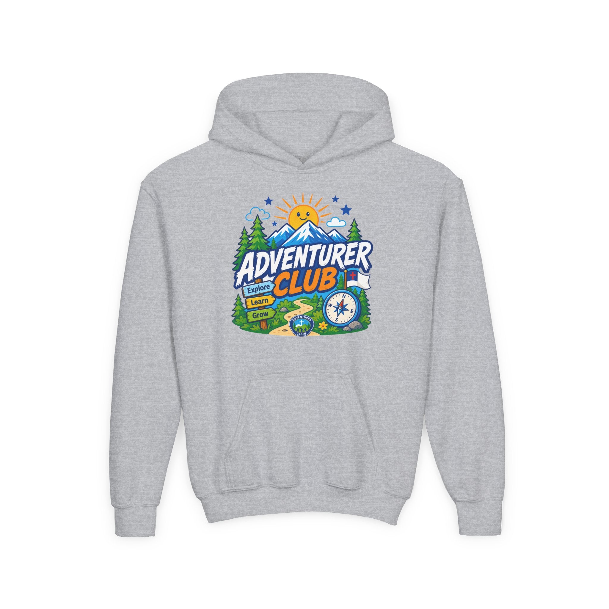 Adventurer Club Graphic Hoodie for Kids | Youth Sweatshirt, Outdoor Camping Design