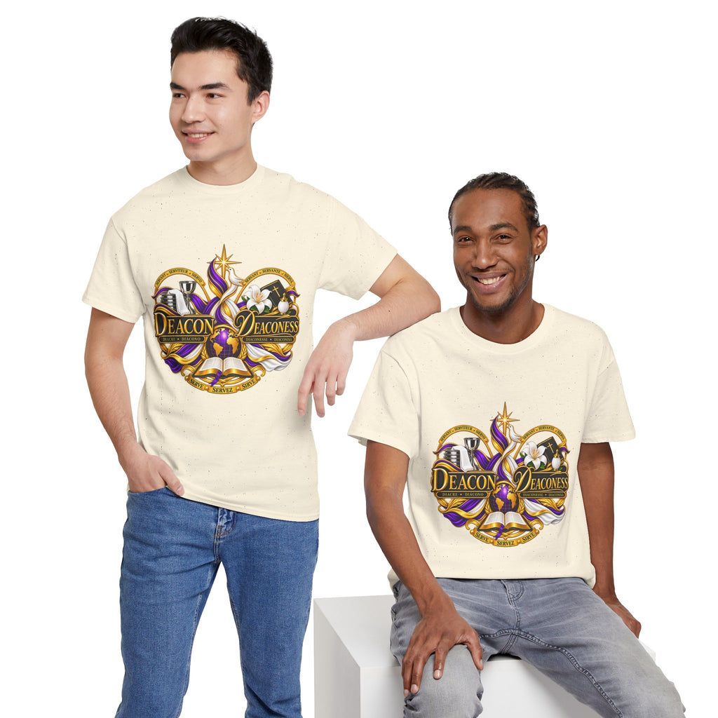 Deacon & Deaconess Heart Logo T-Shirt — Church Ministry Tee (Purple & Gold)