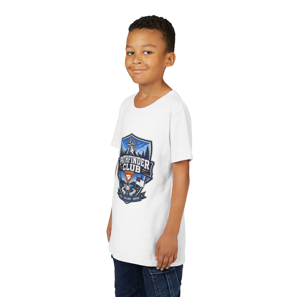 Conquistadores Camiseta para jóvenes | Camping Compass, Fogata, Pinos