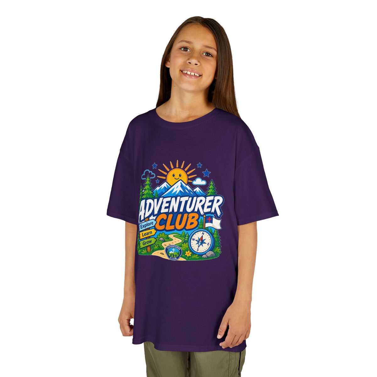 Adventurer Club Kids Tee | Camping Compass Sunrise Outdoors