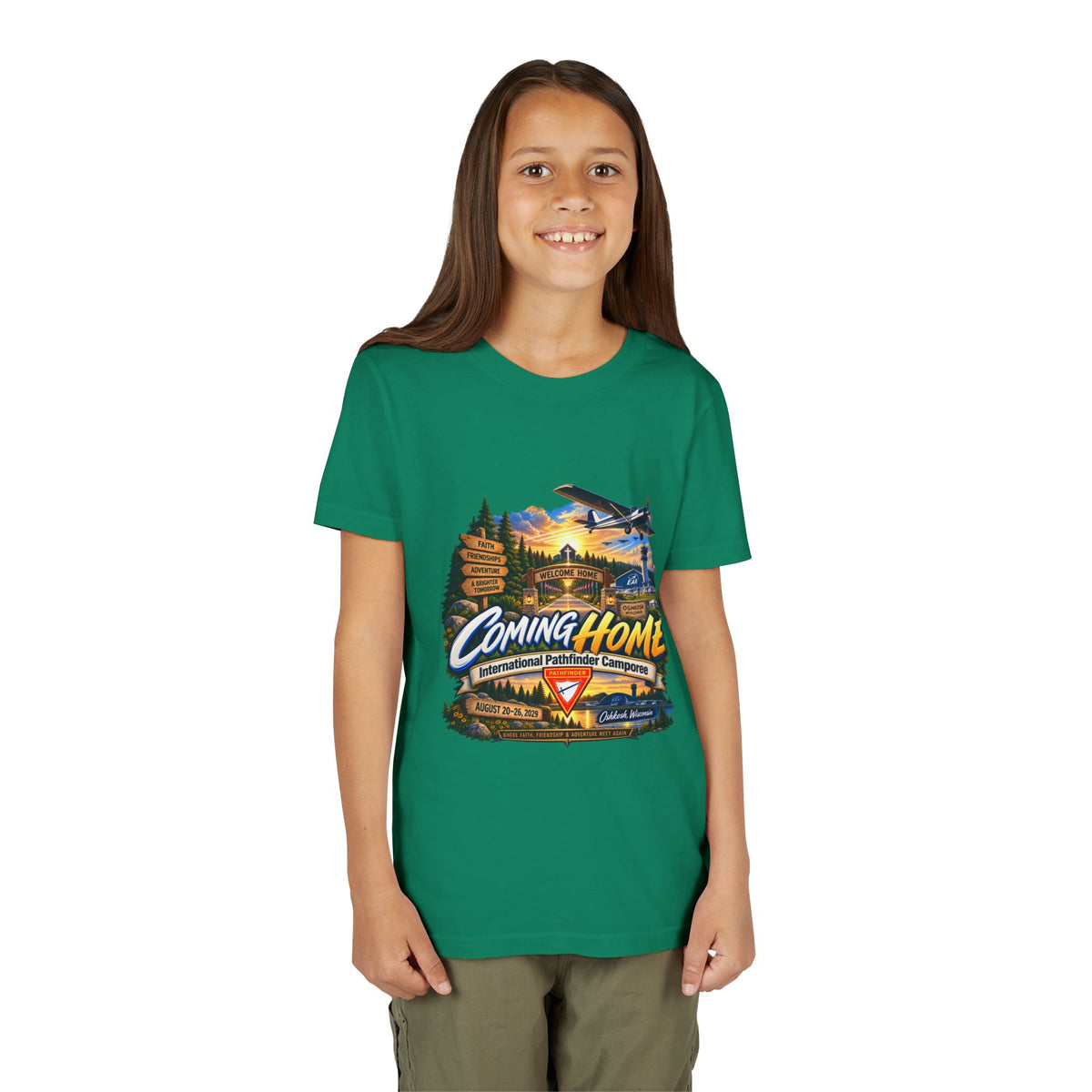 International Pathfinder Camporee - Stand Strong - Osh Kosh T-Shirt/Youth Tee — "Coming Home"