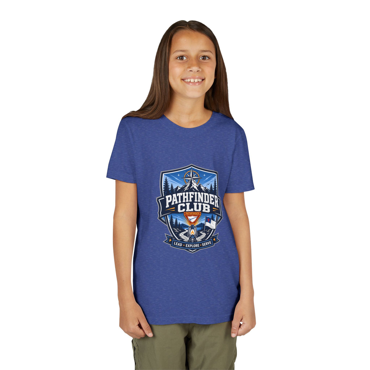 Conquistadores Camiseta para jóvenes | Camping Compass, Fogata, Pinos