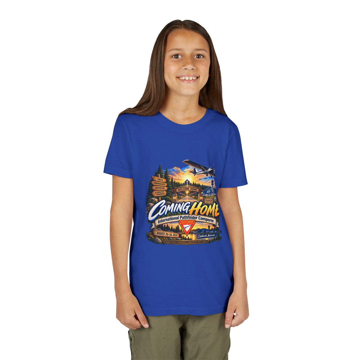 International Pathfinder Camporee - Stand Strong - Osh Kosh T-Shirt/Youth Tee — "Coming Home"