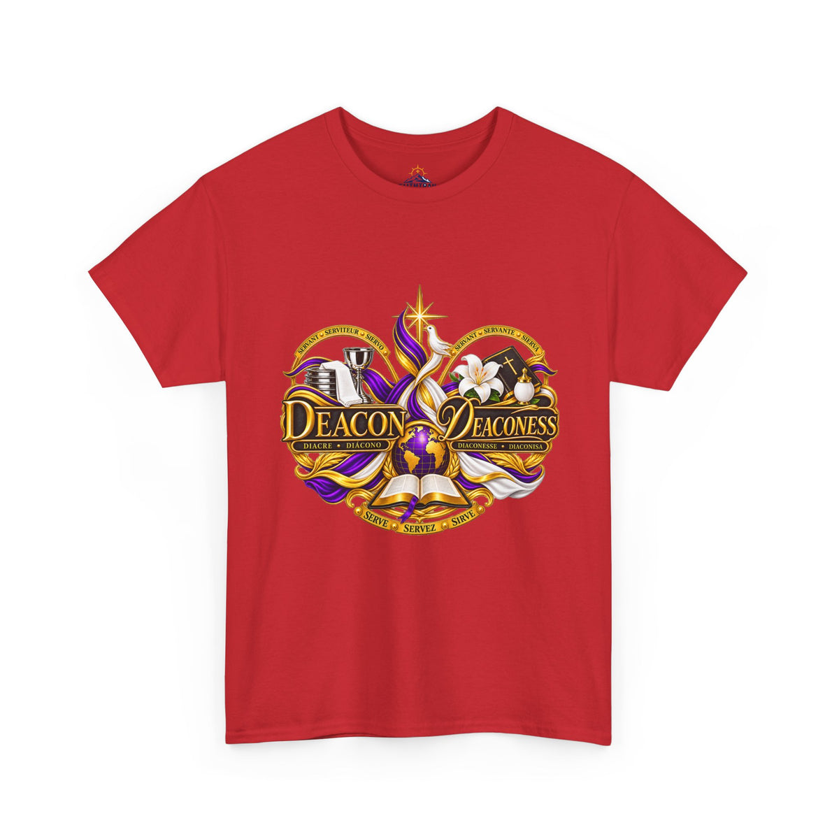 Deacon & Deaconess Heart Logo T-Shirt — Church Ministry Tee (Purple & Gold)