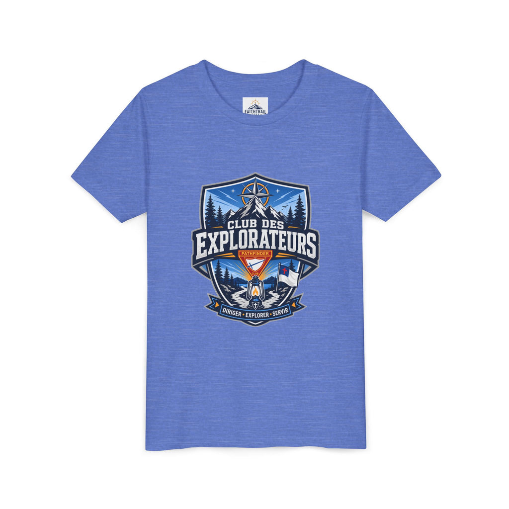 Explorateurs T-shirt pour les jeunes | Compas de camping, feu de camp, pins
